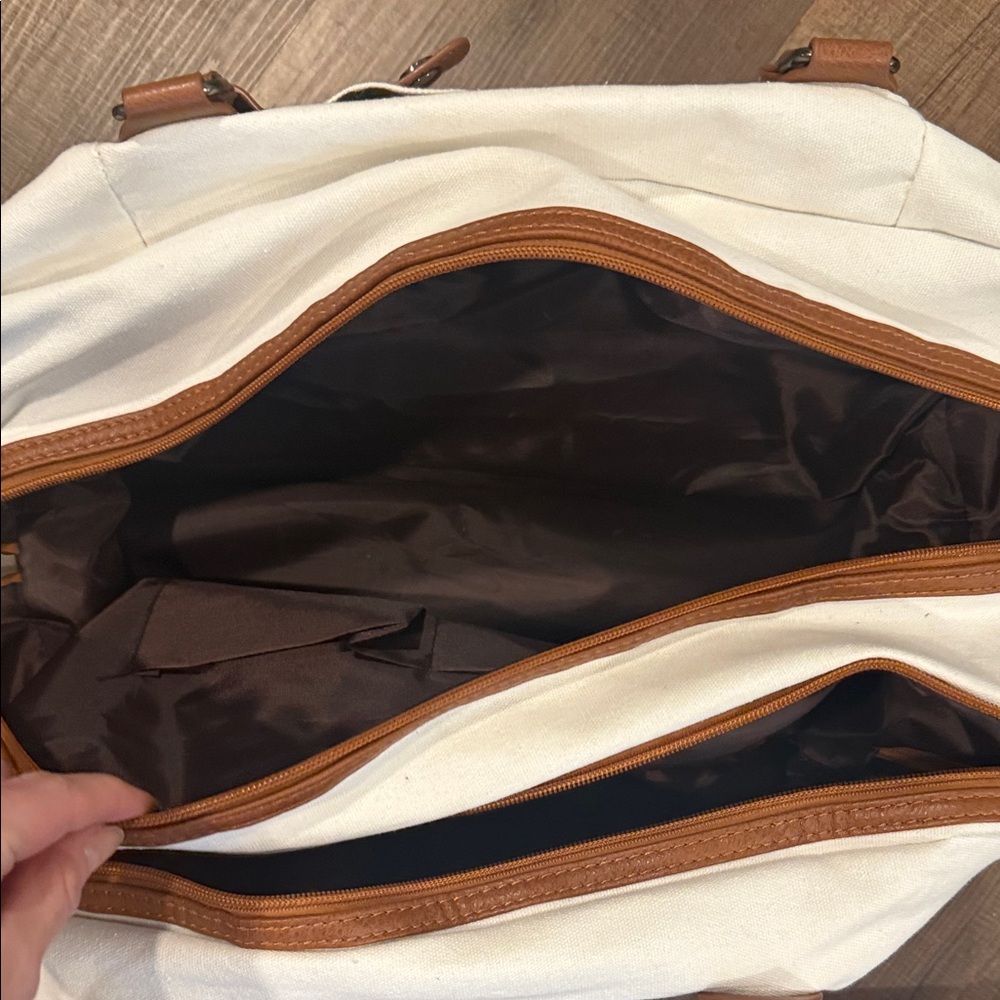 3 piece weekend faux leather and canvas travel set - Picture 5 of 14